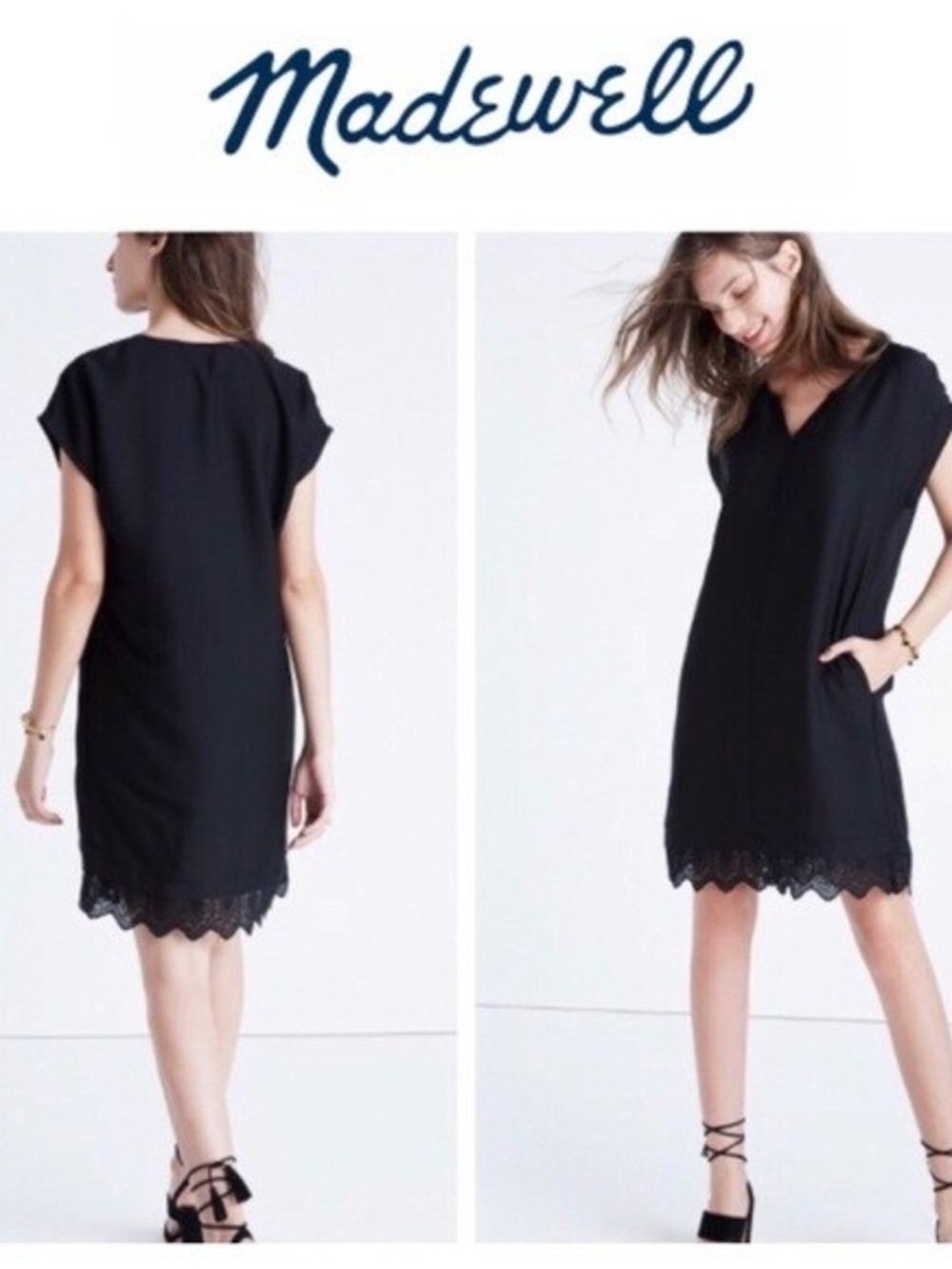 Madewell Black Duskway Eyelet Shift Dress - Large